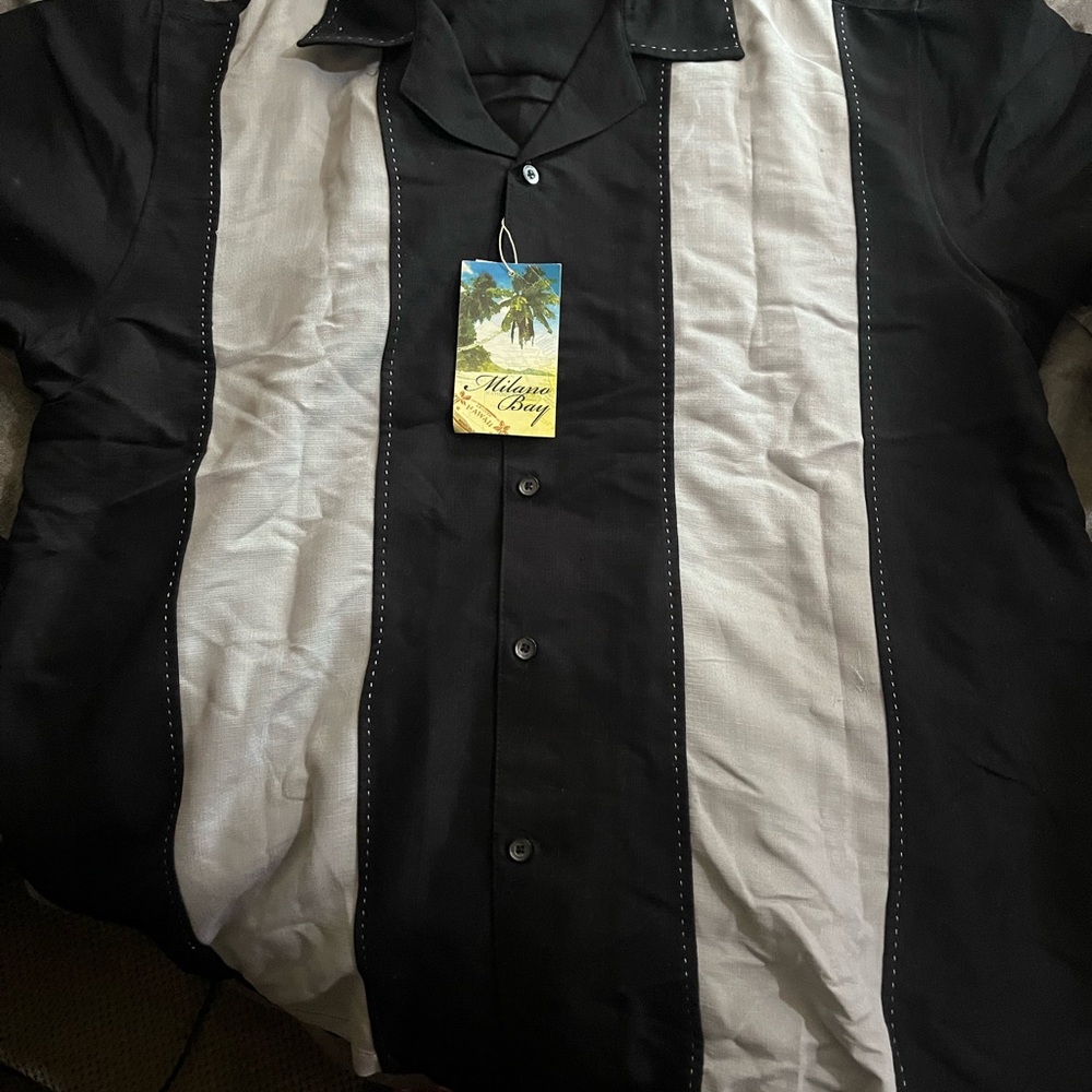Milano bay Black and White Casual Button Down Shirts